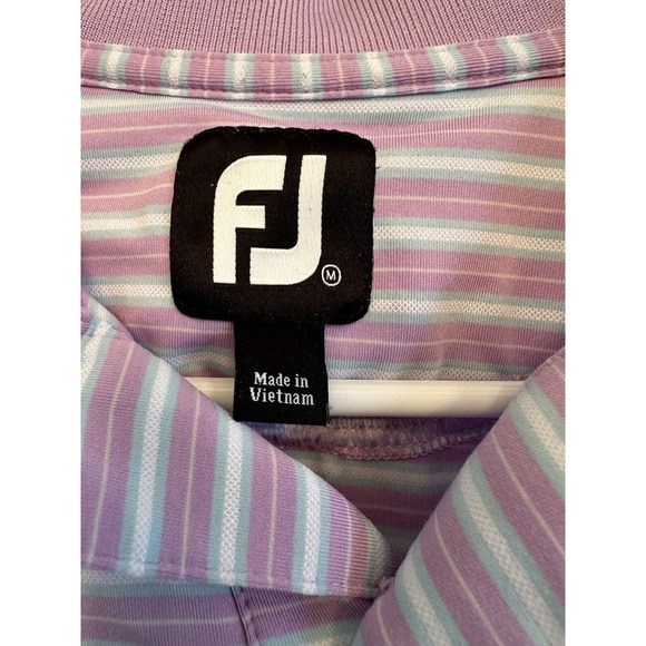 FootJoy Golf Polo Med Purple/White Striped Short Sleeve Embroidered Osprey Cove - Picture 5 of 13